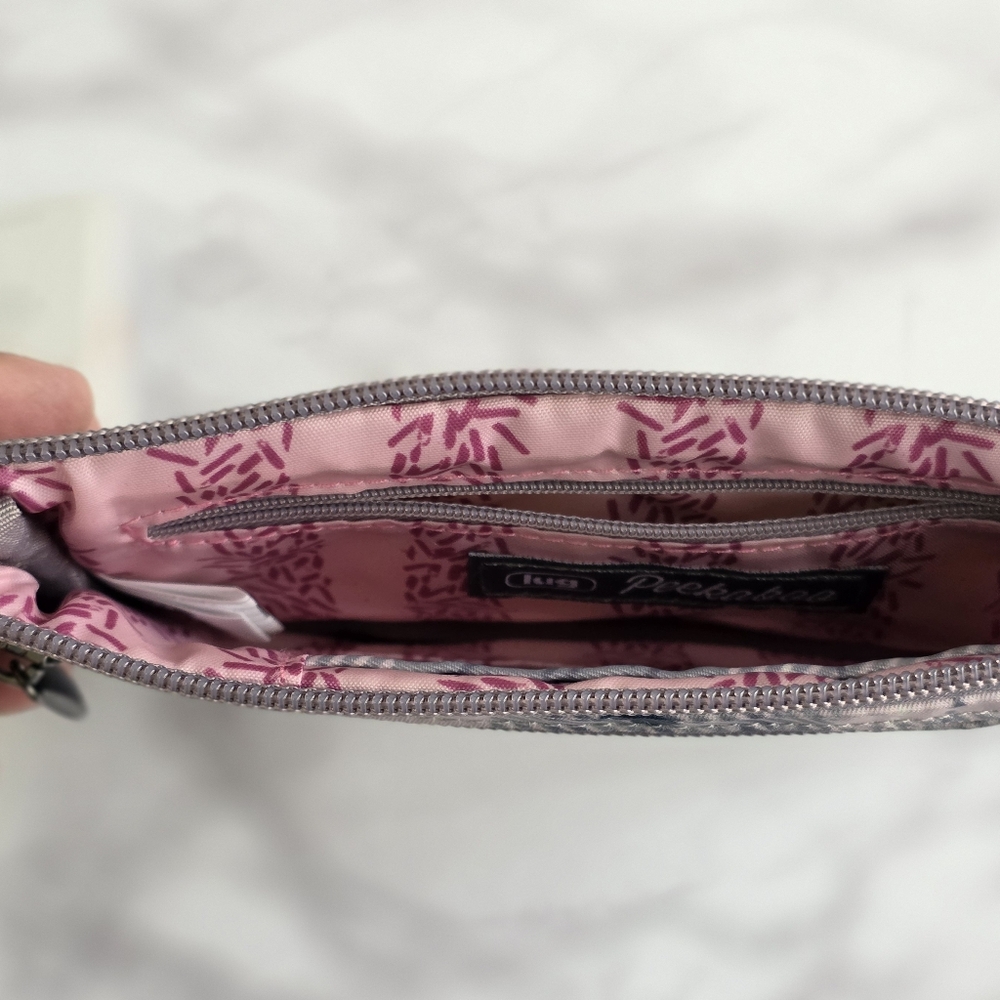 Lug Plaid and Floral Gray Wristlet - Picture 6 of 7